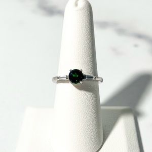 5mm Round Russian Chrome Diopside and White Sapphire Ring